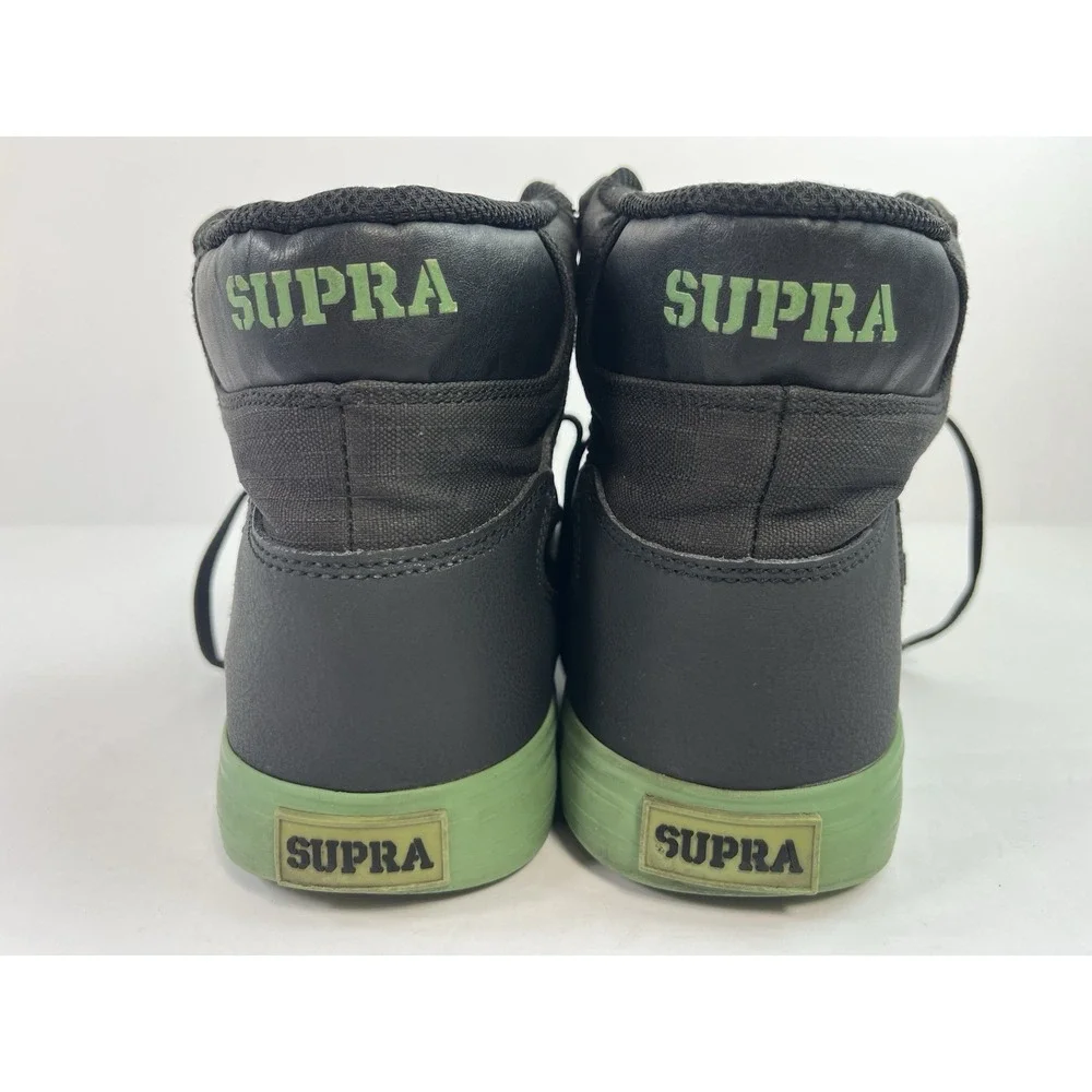 SUPRA Vaider high-top Skate Shoes Black Green Canvas Men's Size 9